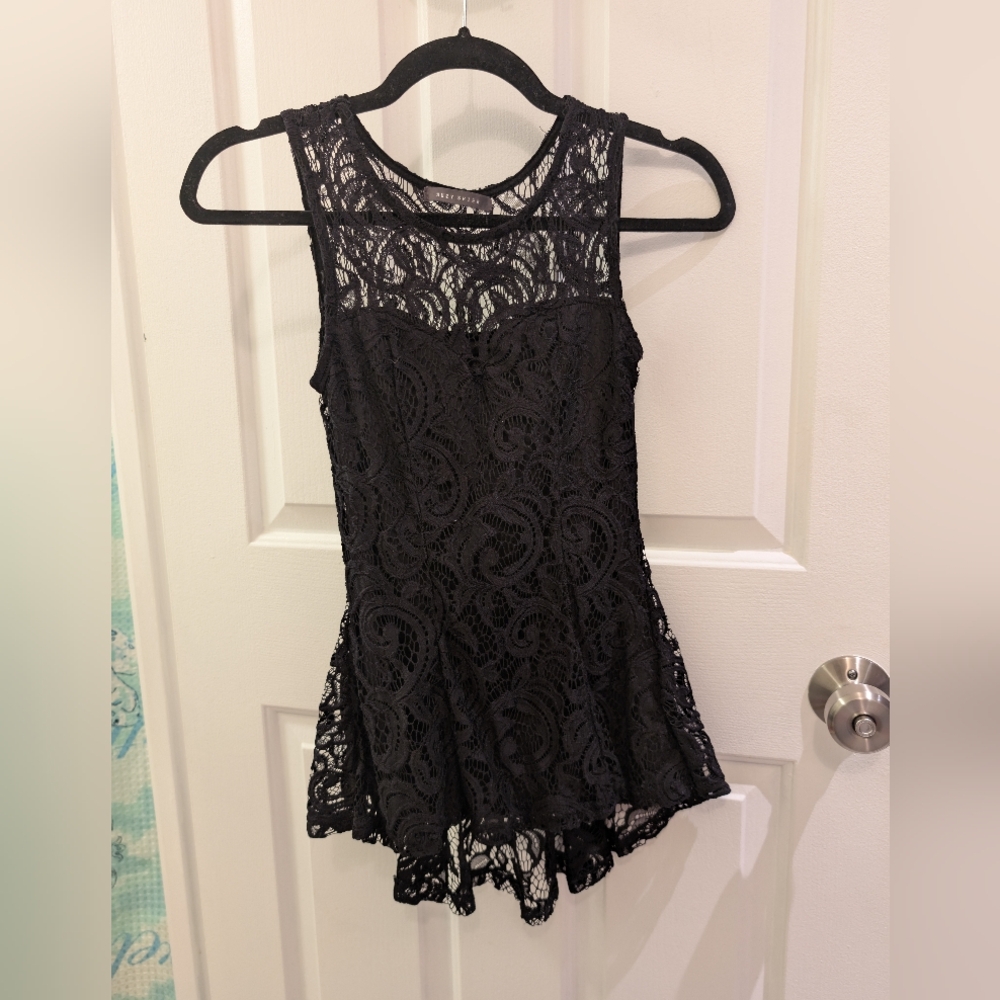 Suzy Shier Black Asymmetrical Sleeveless Bodysuit